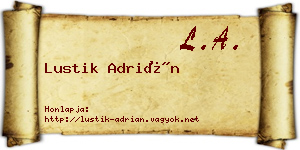 Lustik Adrián névjegykártya